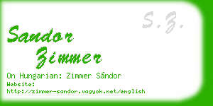 sandor zimmer business card